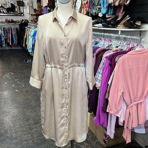 Banana Republic open back Shir Stone tan dress size M